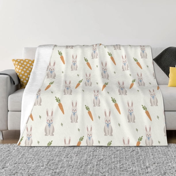 Fotbe Retro Rabbit Manta de Franela con Estampado, Manta Ultrasuave para Cama, Sofá, Auto, Hipoalergénica y Antibolitas-50"x40"