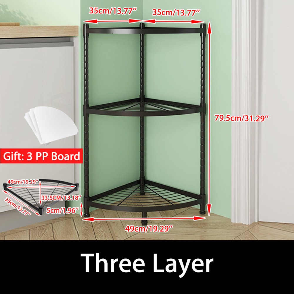 25 Tier Metal Corner Shelf Rack Adjustable Height, Kitchen Multilayer Shelves Rack Storage