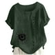 thumbnail image 1 of Camiseta Casual de Manga Corta con Botón de Cuello Redondo de las Mujeres, Tops Cortos para las Mujeres, 1 of 3