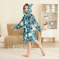thumbnail image 2 of FORMRS Niños Bathrobe Unisex Hooded Robe Soft Plush Pajamas Sleepwear, Size 10-12T, Light Blue Geometric Pattern, 2 of 7