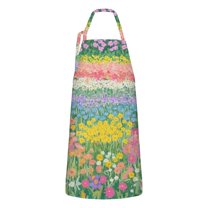 Pioneer Flower Floral Print Pattern Apron-Garden Aprons for Women with Pockets-Cotton Linen Waterproof Kitchen Cooking Gardening Aprons Adjustable for Kitchen,Cooking,BBQ and Salon 33x27 Inch