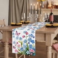 thumbnail image 2 of Table Runners 72 Inches Long Dress Scarves, Blue Spring Floral Farmhouse Kitchen Table Runner, Coffee Tablerunners, Pink Flowers Butterfly Pastoral 14x72 Inch, 2 of 9