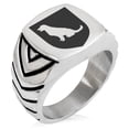 thumbnail image 1 of Stainless Steel Dog Loyalty Coat of Arms Shield Chevron Pattern Biker Style Polished Ring, 1 of 1