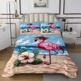 thumbnail image 1 of Erosebridal Cartoon Flamingo Coverlet Set Twin, Flower Floral Bedding Set, Beach Decor 2 Pieces, 1 of 5