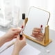 thumbnail image 3 of Espejo de maquillaje de sobremesa giratorio de 360 grados Laklulu con soporte Espejo de escritorio de madera transparente Espejo rectangular de pie, 3 of 5