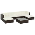 thumbnail image 1 of vidaXL 7 Piece Garden Lounge Set with Cushions Poly Rattan Brown, 1 of 9
