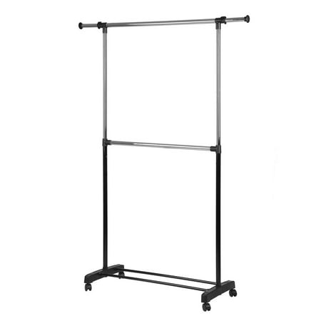 Space Saving Single Pole Double Layer Clothes Storage Hanger Garment Rack Organizer Portable Wardrobe Clothing Drying Walmart Com