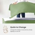 thumbnail image 4 of Zip On Fitted SheetS Full XL Size(54X80) - Includes 1 Bottom Fitted Base + 2 Zip Sheets - Fit's 12” In Deep Pocket - Zip Sheets Easy to Change - 600 TC Cotton Fitted Sheet - Sage Green Color, 4 of 8