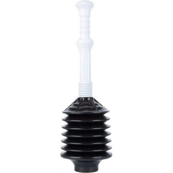 Professional Bellows Accordion Toilet Plunger, High Pressure Thrust Removes Heavy Duty Clogs from Clogged Bathroom Toilets, All Purpose Power Plungers for Bathrooms, Black & White