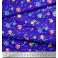 thumbnail image 2 of Soimoi Blue Cotton Duck Fabric Mermaid & Starfish Ocean Printed Craft Fabric by the Yard 44 Inch Wide, 2 of 3