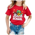 thumbnail image 3 of Gaexia School Clothes Girls Short Sleeve T Shirt Summer Soft Comfortable Back To Kids Tops Cute Patterned Tees (Red,8-9 Years), 3 of 5