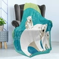 thumbnail image 4 of Polar Bear Soft Flannel Fleece Blanket, Nordic Polar Bear Family Walking on an Ice Land Noel Christmas Time Celebration, Cozy Plush for Indoor and Outdoor Use, 50" x 60", Multicolor, by Ambesonne, 4 of 5