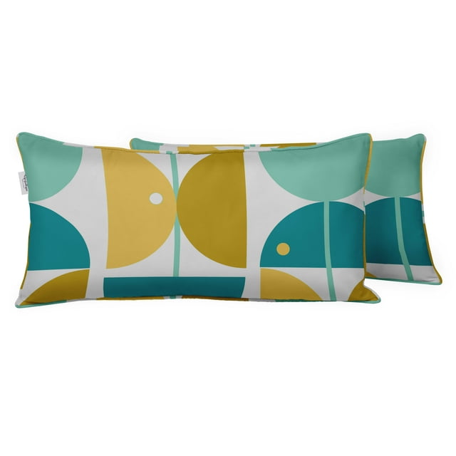 VargottamIndoor/OutdoorPolyester FabricLumbarPillowCover,All-Weather Waterproof Rectangular Cushion Case for Patio Furniture,12" x 24"Set of 2 -Abstract-61