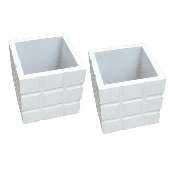 2PCS Roman Block Square Imitation Flower Box Arrangement Flowerpot Stylish Flower Plants Box Holder Garden Ornament