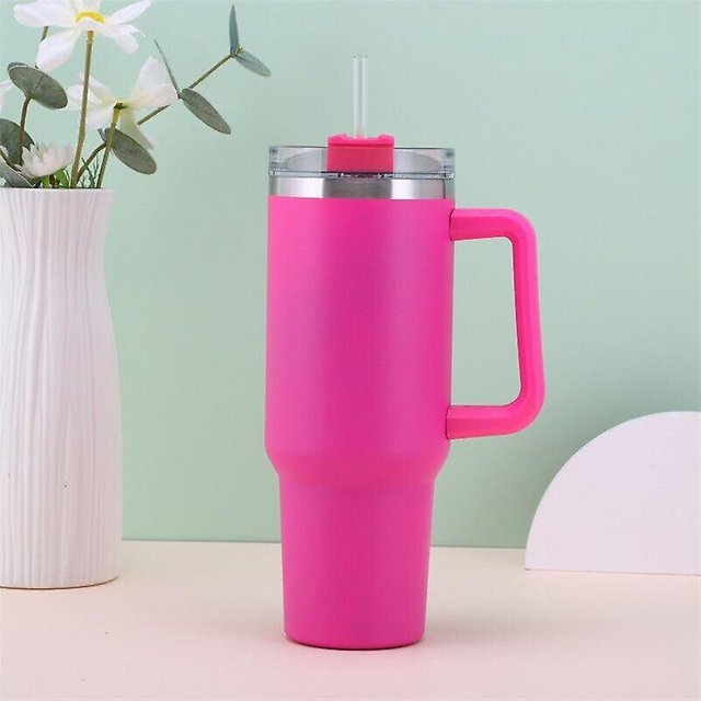 Vaso de 40 onzas con tapa de paja, botella de agua de acero inoxidable aislada, taza de café, viaje
