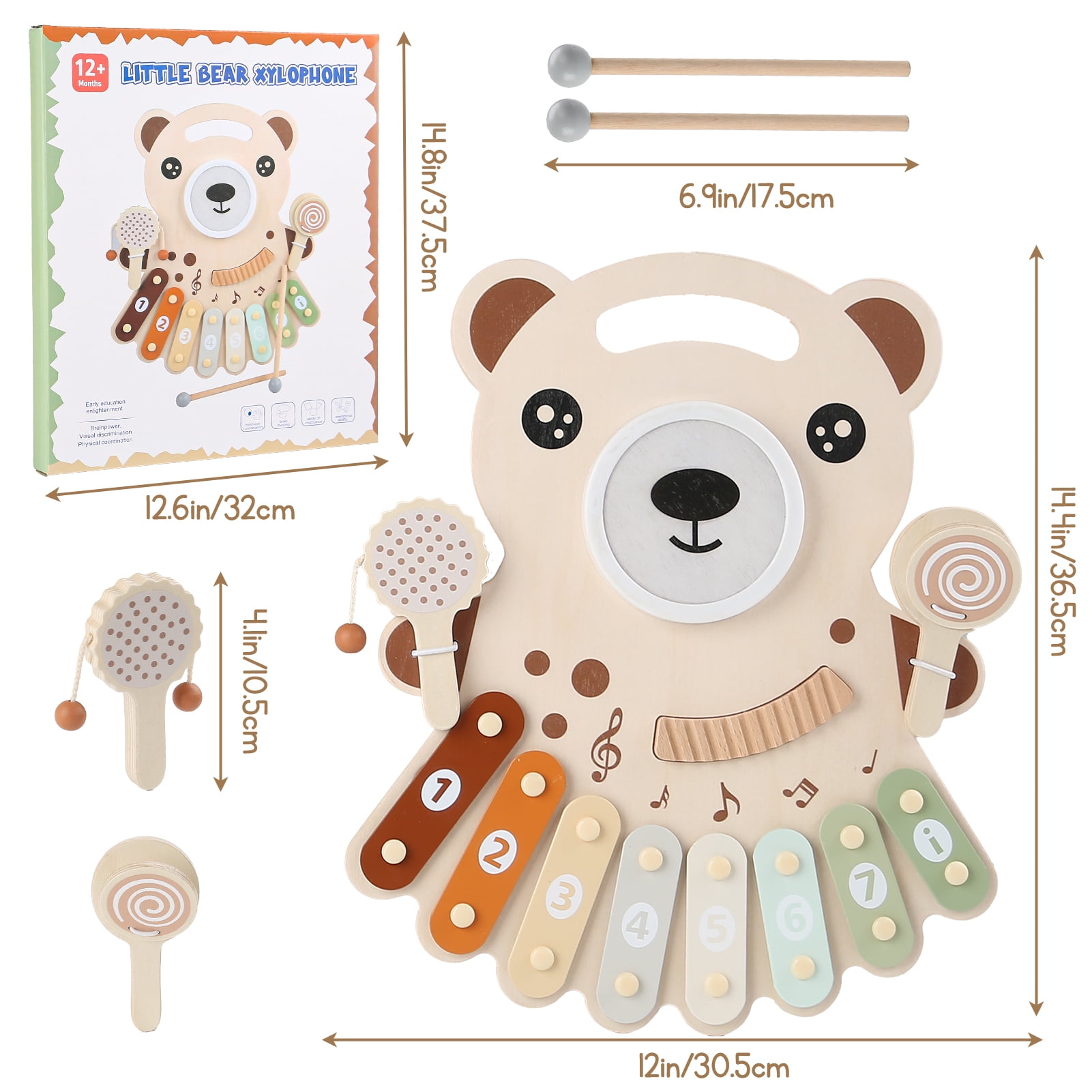 Wdmiya Baby Musical Toy Educational Toy, Fine Motor Skills Xylophone Drum Set, Baby Xylophone For Kids 1 2 3 Year Old Girls Boys