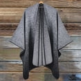 thumbnail image 2 of BWASD Shawl Wraps for Women Open Front Knitted Poncho Blanket Cardigan Warm Loose Oversized Scarf Casual Irregular Hem Splicing Sweater Black, 2 of 4