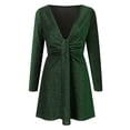 thumbnail image 3 of KaLI_store Formal Dresses for Women Evening Party Women's Formal V Neck Ruffle Split Evening Party Long Dress Green,XL, 3 of 5