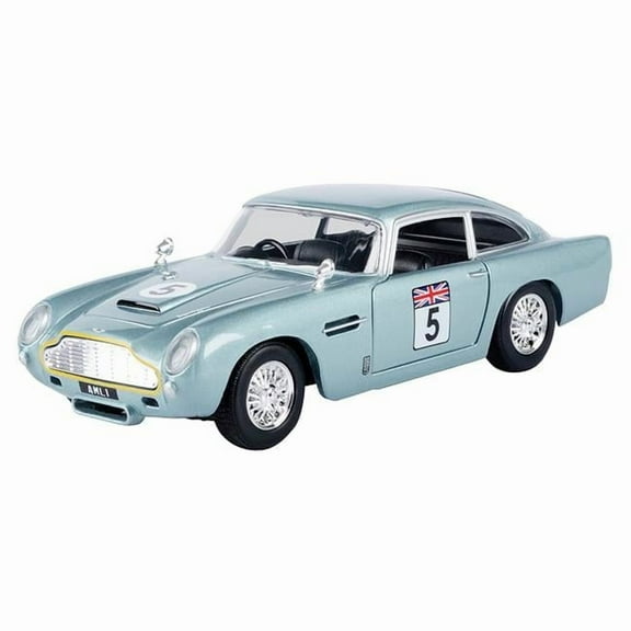 Motormax 73789 Aston Martin DB5 Right Hand Drive No.5 Light Blue Metallic GT Racing Series 1-24 Diecast Model Car