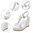thumbnail image 5 of Rokment Sparkling Rhinestones Butterfly Wedge Dressy Sandals for Women Bride Wedding Glitter Fashion Casual Platform Slingback Dress Summer Shoes with Extra Chunky Heeled White Size 7.5, 5 of 7
