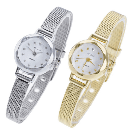 - ON SALE - Facets of Time Thin Mesh Band Watch Silver