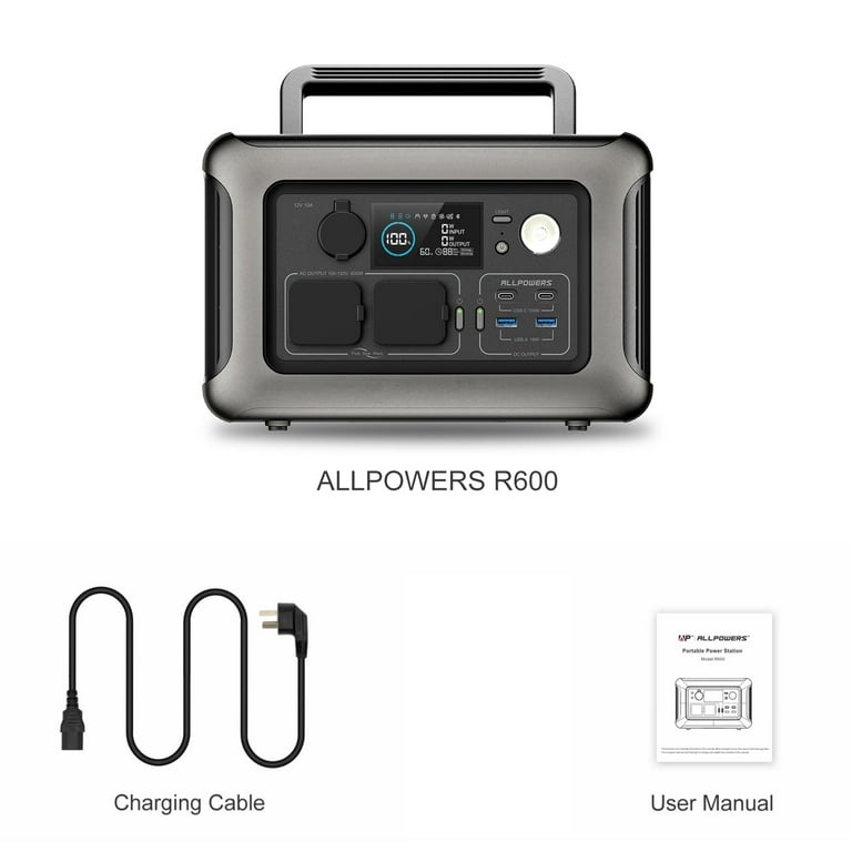 ALLPOWERS R600 Portable Power Station 600W, 299Wh LiFePO4 Battery