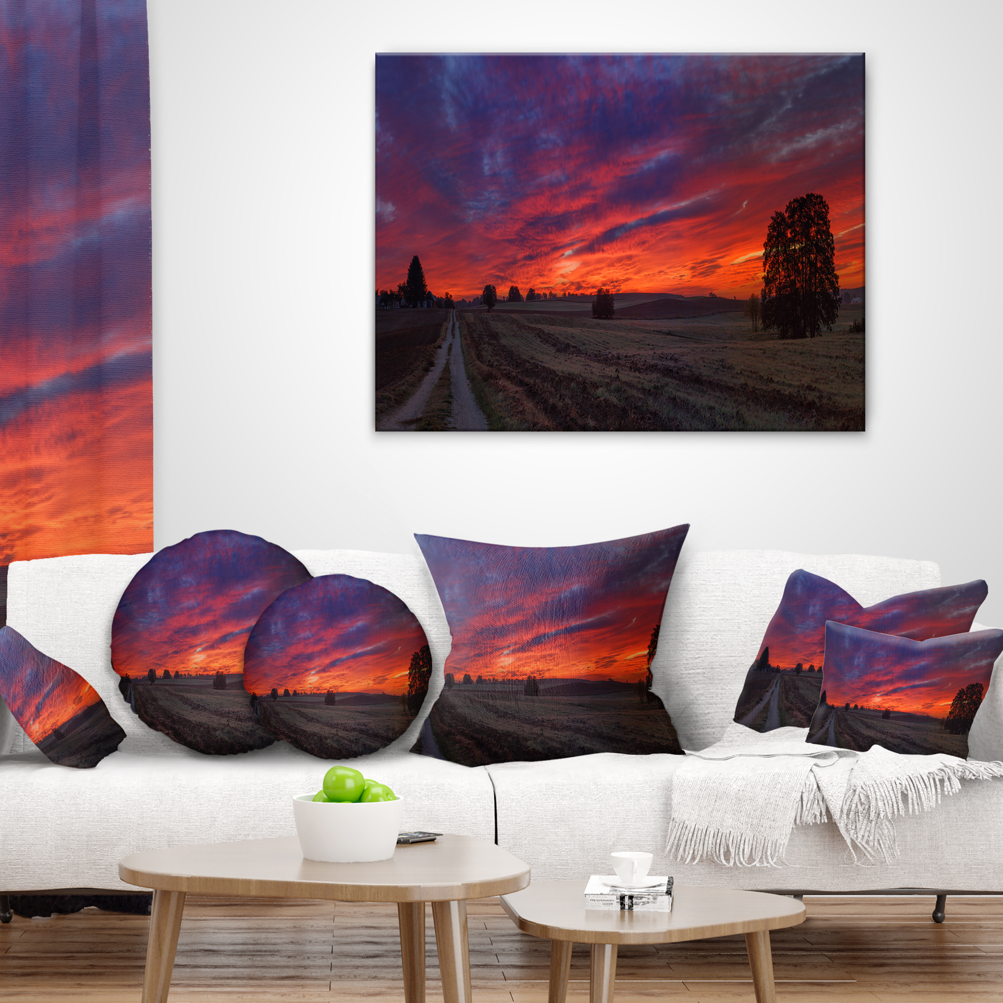 Designart Gorgeous Cloudy Sky during Fall - Landscape Printed Throw Pillow - 16x16