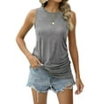 thumbnail image 2 of Womens Ruched Tank Tops Crewneck Sleeveless Shirts Slim Fitted Top Dressy Casual Summer Trendy Clothes 2025 Grey L, 2 of 8
