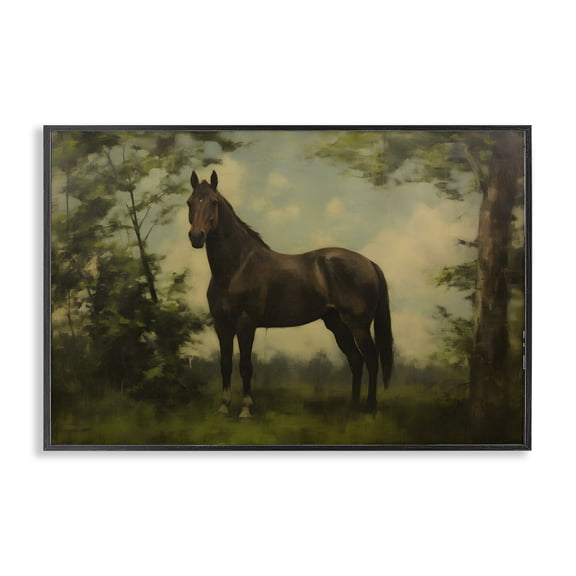 Stupell Industries Traditional Forest Horse Portrait Black Framed Giclee Art, 18 x 12, by Petals Prints Design