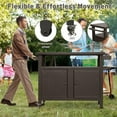 thumbnail image 3 of Grill Cart Outdoor with Storage Cabinet, Portable Rolling Patio Bar Cart with Wheels, BBQ Prep Table, Movable Stainless Steel Kitchen Island Dining Cart for Food/Drink/Cooking-Brown, 3 of 8
