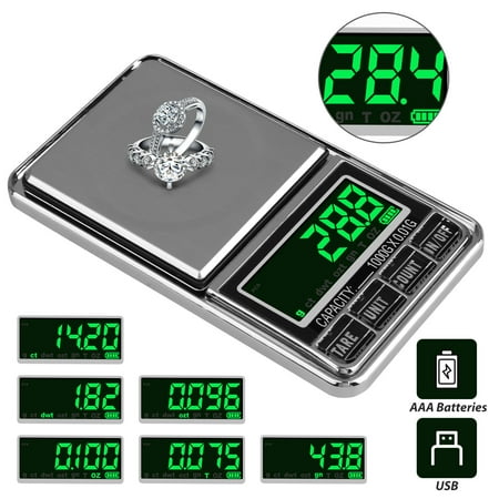 EEEKit Digital Scale, Precise Mini Electronic Weight Scales with Pocket Size, 5 Units by LCD Back-Lit Display, Tare Function, Multifunction for Jewelry, Medicine, Weed, Food(500G/0.01g 