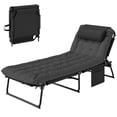 thumbnail image 1 of Outsunny Folding Lounge Chair w/ Cushion, Reclining Tanning Chair, Dark Grey, 1 of 10