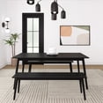 thumbnail image 3 of Plank+Beam 72" Mid-century Modern Solid Wood Dining Table Set with 2 Benches, Black, 3 of 7