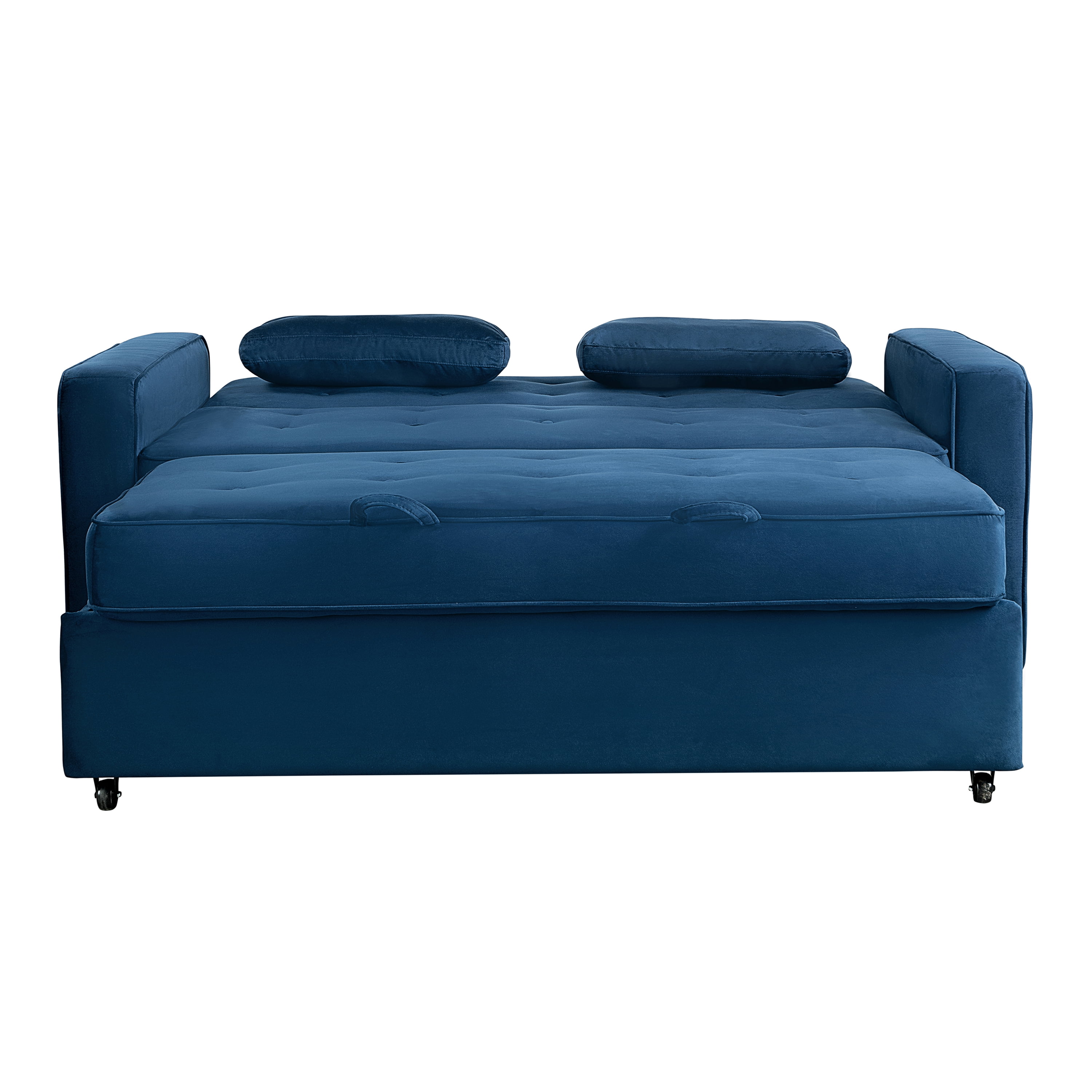 Serta Monroe Modern Convertible Sofa with Queen Size Sleeper, Navy Blue Woven Fabric