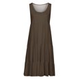 thumbnail image 4 of gakvbuo Summer Dresses For Women Crew Neck Pleated Ruffle Hem Knee Length T Shirt Dress Sleeveless Sundress Tank Dress High Waist Flowy Boho Beach Cover Ups Dresses Holiday Vacation Party Mini Dress, 4 of 5