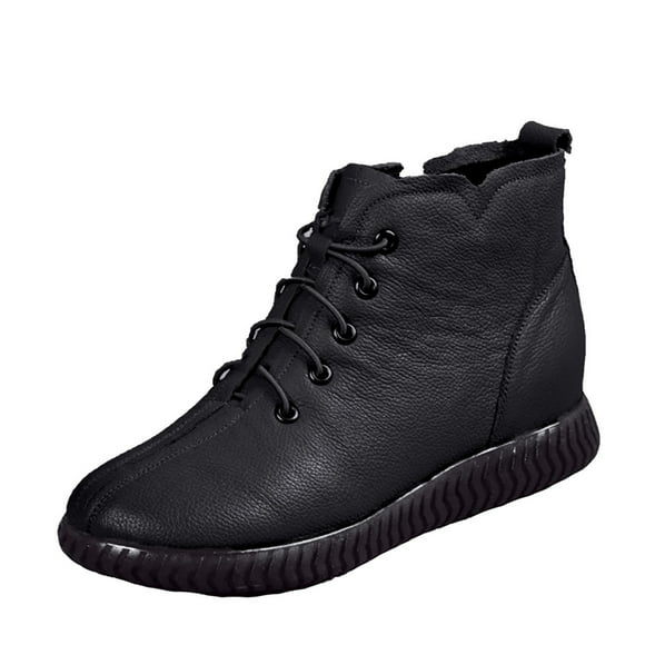 HBFAGFB Ankle Boots for Women Fashionable Autumn Winter Soft Sole Comfortable Lace up Shoes Black Size 39