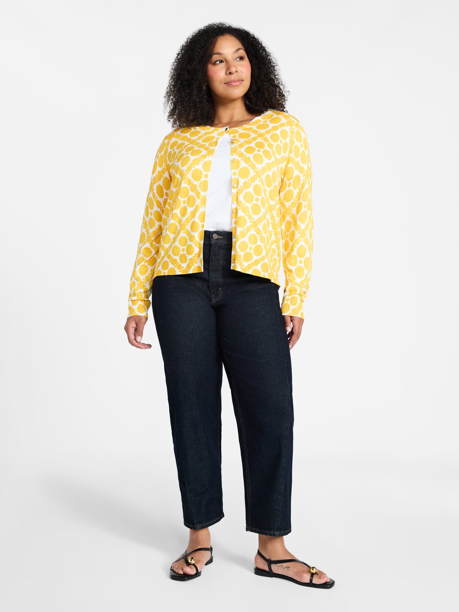 Time and Tru Women's Fine Gauge Cardigan Sweater with Long Sleeves, Lightweight, Sizes XS-XXXL