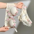 thumbnail image 4 of Brasier sin Varillas Mujer Tela de Mantequilla conjunto de Sujetador Retro Fruncido con Pecho Pequeño para Mujer, Lencería Estilo Pure Desire, conjunto de Dos Piezas con Bordado de Flores Grande, 4 of 4