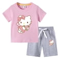 thumbnail image 5 of Conjunto de camiseta de manga corta para niños de Hello Kitty, ropa de algodón para bebés, pantalones cortos de media manga para niños y niñas, traje de dos piezas, 5 of 5
