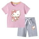 thumbnail image 5 of Conjunto de camiseta de manga corta para niños de Hello Kitty, ropa de algodón para bebés, pantalones cortos de media manga para niños y niñas, traje de dos piezas, 5 of 5
