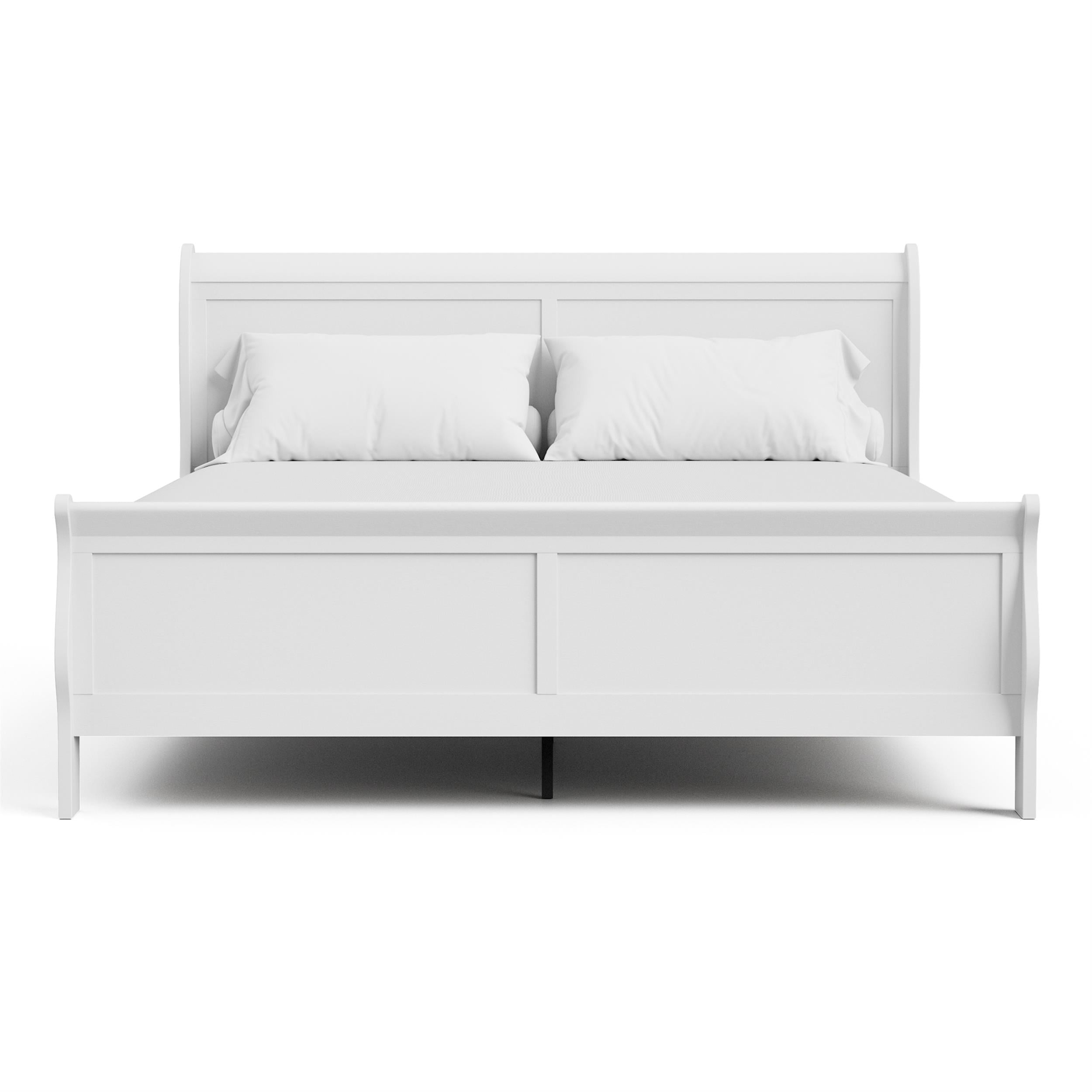 Furniture of America Arabella Wood Sleigh King Panel Bed in White