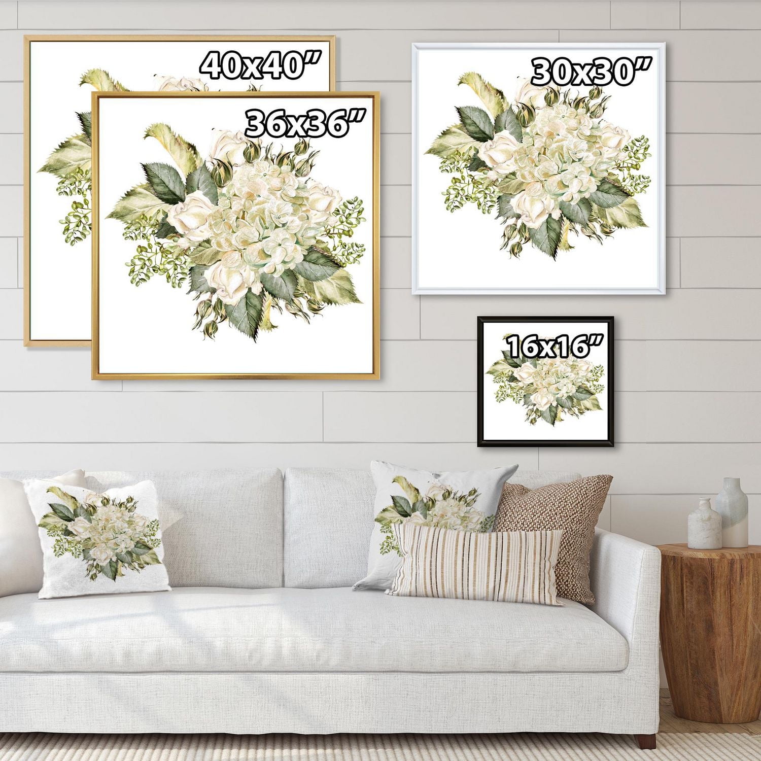 Designart Beau Bouquet Avec Hudrangea et Roses ART MURAL À CADRE FLOTTÉ