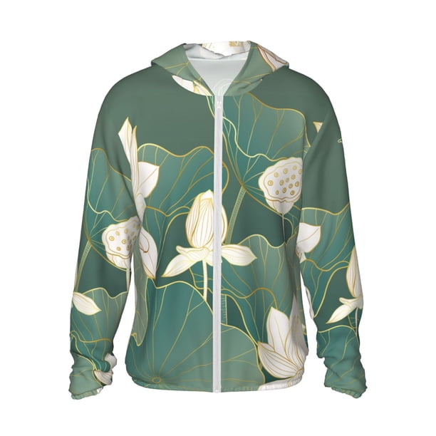 Fotbe Lotus Golden Line Chaqueta con Protección Solar UPF 50+ para Hombre y Mujer, Camisa con Capucha y Bolsillos-X-Large