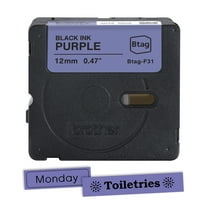 Brother Genuine P-touch BTAGF31 Black on Purple Label Tape, ~1/2in by 13.1ft (12mm x 4m) for Ptouch Label Makers