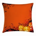 thumbnail image 1 of Spider Web Throw Pillow Cushion Cover, Three Halloween Pumpkins Abstract Black Web Pattern Trick or Treat, Decorative Square Accent Pillow Case, 16 X 16 Inches, Orange Marigold Black, by Ambesonne, 1 of 2