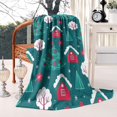 thumbnail image 2 of Dark Green Christmas Tree and House Pattern Blanket,Comfortable Soft Flannel Throw Blanket,All Season,Warm Lightweight Blankets for Sofa Bed Couch Living Room Chair,50"x60", 2 of 4