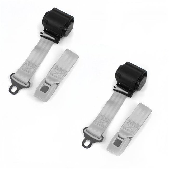 Standard 2 Point Gray Retractable Bucket Seat Belt Kit with 2 Belts for 1966-1973 Jeep Commando
