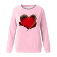 thumbnail image 4 of Valentines Shirts for Women Trendy Funny Heart Print Long Sleeve Tunic Tops Crew Neck Casual Loose Pullover Sweatshirts(Pink,XL), 4 of 4