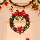 thumbnail image 1 of Corona navideña, decoración navideña para puertas, adorno festivo para ventanas, 30 cm de diámetro con campanillas doradas y lazo rojo, de plástico y tela, para decoración del hogar., 1 of 9