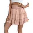 thumbnail image 2 of Womens Summer Flowy High Waist Ruffle Casual Cute Boho Beach Short Skirts Built-in Shorts Pink XXL, 2 of 7